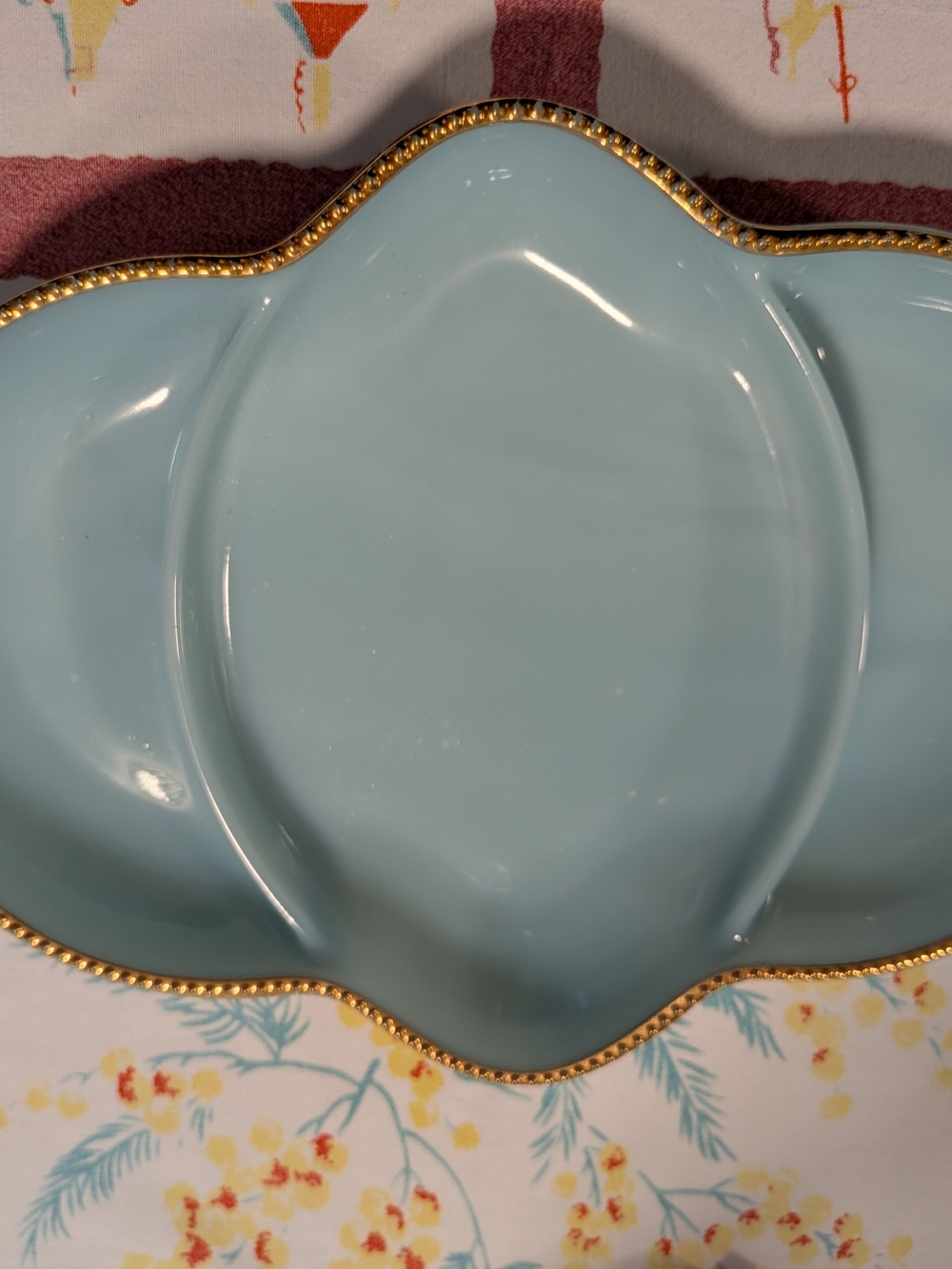 Fire King Delphite Blue Milk Glass Serving Plate 1950s Mint